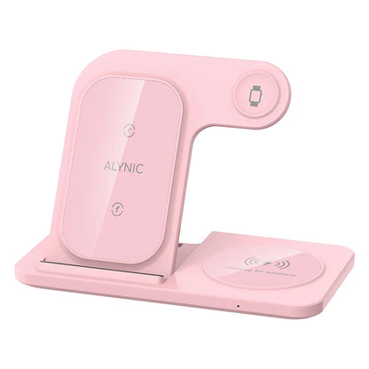 15W 3 In 1 LED Fast Wireless Charger Stand Foldable Charging Station For Smart Phone 15 14 13 12 11 IWatch 9 8 7 6 5 Airpods Pro