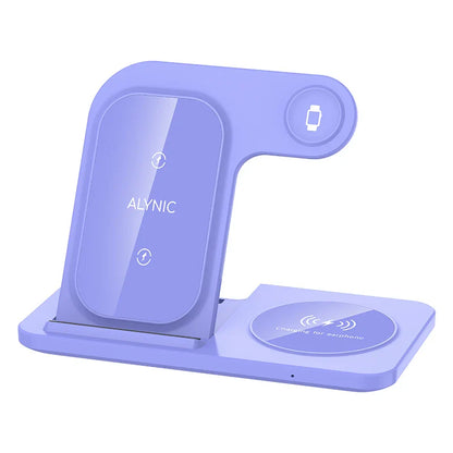 15W 3 In 1 LED Fast Wireless Charger Stand Foldable Charging Station For Smart Phone 15 14 13 12 11 IWatch 9 8 7 6 5 Airpods Pro
